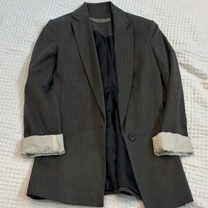 ZARA Gray Blazer with Striped Cuffs